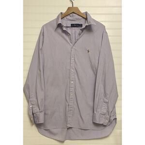 Ralph Lauren Shirt Men’s 18 34-35 Cotton Long Sleeve Blue Pony Purple